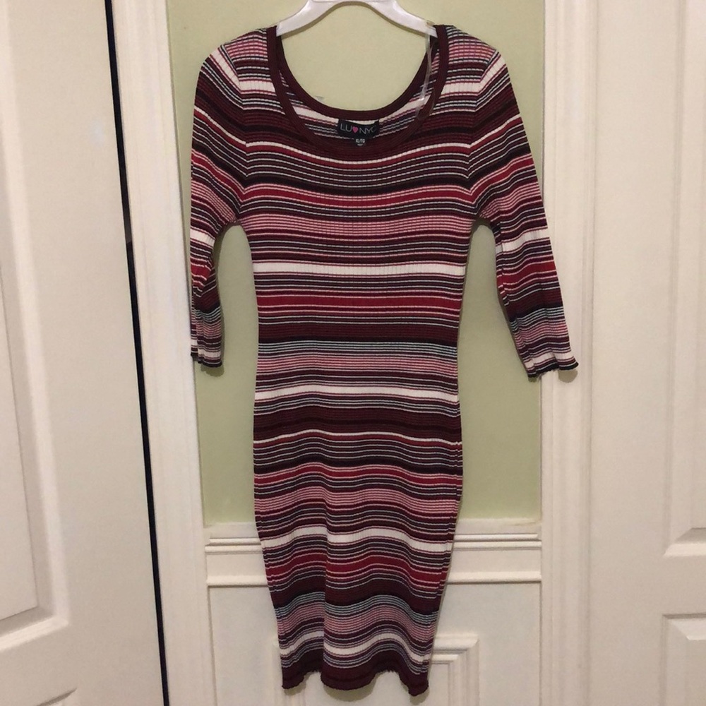 Striped Red bodycon dress